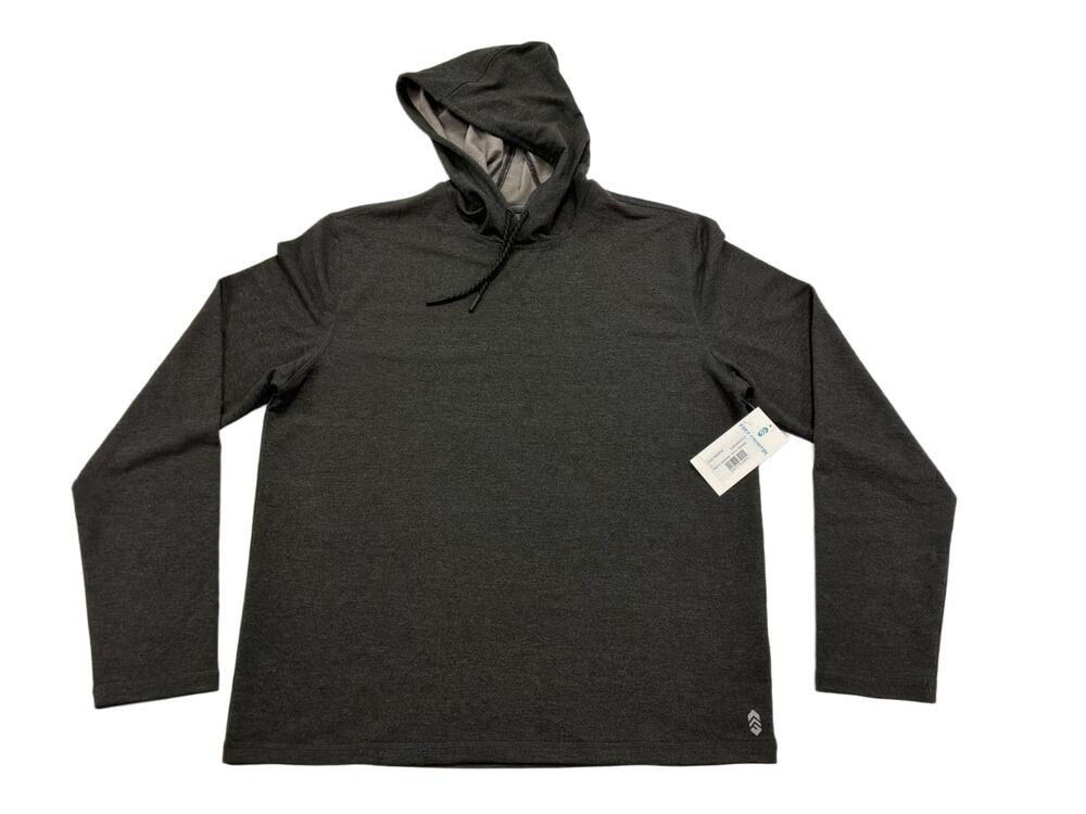 Free Country Men's Heather Terry Hoodie Large Coal Heather Gray Pullover NWT